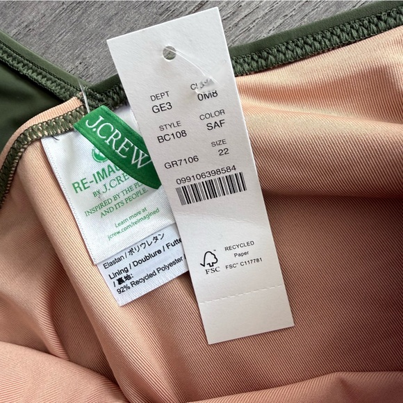 NWT J Crew Ruched One Shoulder One Piece Swimsuit Safari Olive Green Swim 22 - Picture 14 of 15